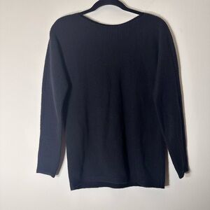 Talbots lambs wool blend Ribbed chunky knit sweater black size M petite